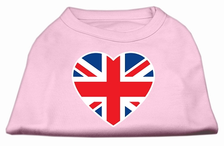 British Flag Heart Screen Print Shirt Light Pink Lg